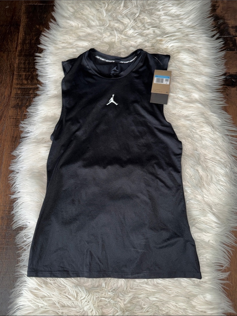 Jordan Black Sleeveless Performance Tank with White Jumpman